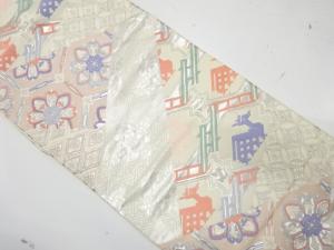 華紋に有栖川模様織り出し　袋帯